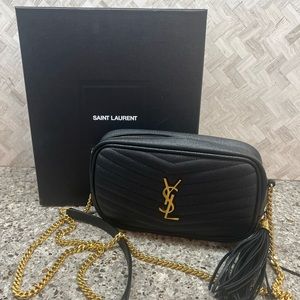 YSL Mini Lou in quilted leather - black